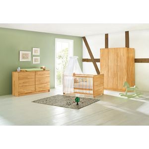 Rootz Kinderkamer 'Natura' 3-delige set - Babymeubels - Kinderkamerset - Massief beukenhout - Kinderbed 144x77x80cm, Eenheid 140x78x101cm, Kledingkast 141x63x182cm