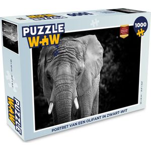 Puzzel Portret van een olifant in zwart-wit - Legpuzzel - Puzzel 1000 stukjes volwassenen