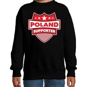 Poland supporter schild sweater zwart voor kinderen - Polen landen sweater / kleding - EK / WK / Olympische spelen outfit 98/104