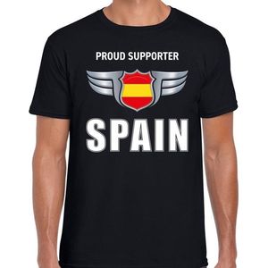 Proud supporter Spain / Spanje t-shirt zwart voor heren - landen supporter shirt / kleding - Songfestival / EK / WK XL