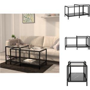 vidaXL Tafel - Tafels - Salontafel - Salontafels - 2-delige Salontafelset gehard glas zwart
