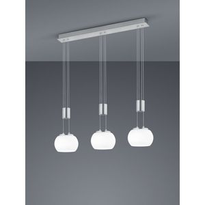 Trio leuchten - LED Hanglamp - Hangverlichting - 24W - 3-lichts - Warm Wit 3000K - Dimbaar - Rechthoek - Nikkel - Aluminium