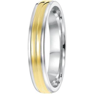Lucardi Heren Vriendschapsring San Sebastian - Ring - Cadeau - Echt Zilver - Zilver en Goudkleurig