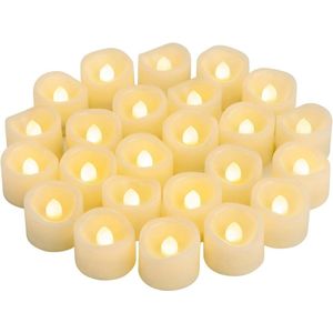 LED Waxinelichtjes - Kerst LED Waxinelicht Vlamloze Flikkerende Theelichten Votief - Kaars Batterij Aangedreven - Elektrische Flikkerende LED-Theelichtjes Bulk - Namaakkaarsen voor Halloween Kerstmis Bruiloft Feestdecoraties enz. - Warm