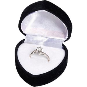 Hartvormig sieradendoos - Velvet Ringdoos Sieraden Gift Box - Valentijnsdag - Aanzoek - Liefde - Trouwring houder - Huwelijk - Ring Case - Zwart