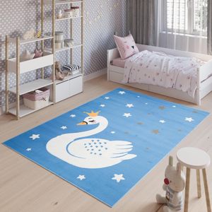 Tapiso Jolly Vloerkleed Blauw Speelkleed Kinderkamer Babykamer Maat- 200x300