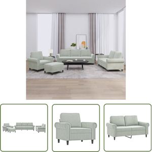 vidaXL Bankstel - Loungebank - 4-delige Loungeset met kussens fluweel lichtgrijs - Fluweel Sofa - Grijze Bank - Luxe Loungewaren