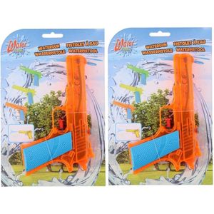 5x Waterpistolen/waterpistool oranje klein van 18 cm kinderspeelgoed - waterspeelgoed van kunststof