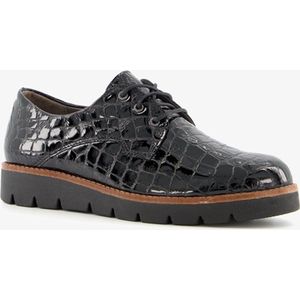 Natuform dames veterschoenen met croco print - Zwart - Uitneembare zool - Maat 39