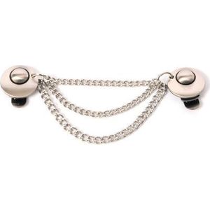 Fashionclip® - Vestsluiting - Rond - Zilver - Drie kettingen - Vestclip - Handgemaakt - Broche