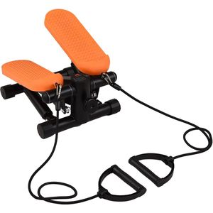 Mini Stepper Fitnessapparaat – Verstelbare weerstand - Met weerstandsbanden- Compacte Hometrainer met LCD Display – Full Body Workout – Zwart+Wit – 100kg Draagvermogen - Thuis sporten Fitness Swing—Zwart+Oranje