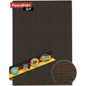 FLOORDIREKT Tapijtloper op Maat Gemaakt Sylt - Gemaakt van Sisal - Brug voor Binnenruimtes - Modern Woonvloerkleed - Donkerbruin - 66 x 100 cm