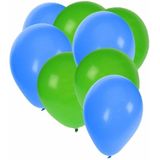 30x ballonnen - 27 cm- groen /  blauwe versiering