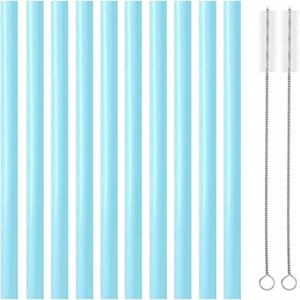 Fako Bijoux® - Siliconen Rietjes Pastel XL - 10 Herbruikbare Rietjes - 25 cm - Duurzaam en Hygiënisch - 2 Schoonmaakborstels - Blauw