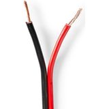 Nedis Speaker-Kabel - 2x 1.50 mm² - Koper - 100.0 m - Rond - PVC - Rood / Zwart - Rol