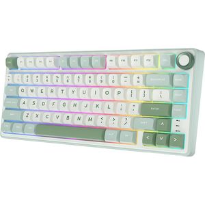 Royal Kludge RKR75 - RGB Mechanisch Gaming Toetsenbord - Foam Touch - Sky Cyan - USB - Hot Swappable Switch - Blue Switches - Inclusief Stofkap