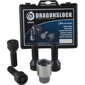Velgenslot - Wielslot geschikt voor de Volvo V70 vanaf 09/2010 Zwart - Merk Dragonslock - Verzinkt - Zwart Gecoat