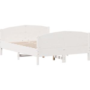vidaXL-Bedframe-met-hoofdbord-massief-grenenhout-wit-160x200-cm