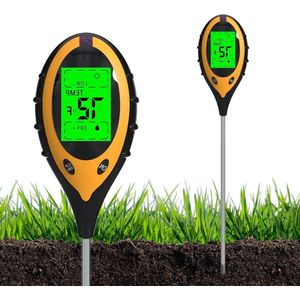 4-in-1 bodemvochtigheidsmeter - digitale pH bodemmeter voor planten - temperatuur en vochtigheid - zonlichtsensor voor tuinieren
