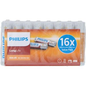 Philips LongLife Batterijen AAA - voordeelverpakking - 16 stuks