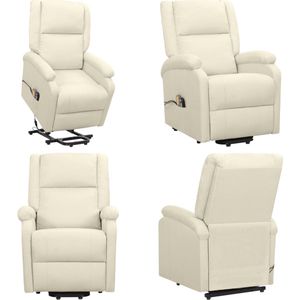 vidaXL Sta-op-massagestoel stof crèmekleurig - Sta-opstoel - Sta-opstoelen - Staopstoel - Sta Op Stoel