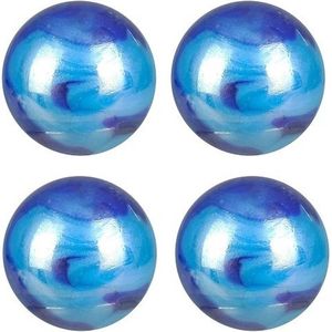 4x Blue Jay mega knikkers 42 mm - Grote blauwe knikkers in netje - Buitenspeelgoed