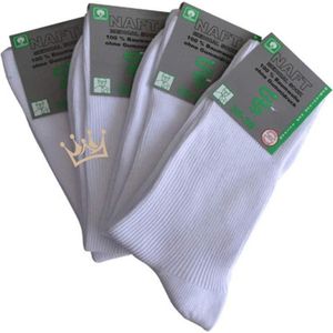 100% katoenen medische sokken - Wit - Maat 43-46 - Sokken voor diabeten - Reuma - En tegen oedeem - Wijde boord - Sokken zonder elastiek - Naadloos - Dames - Heren - 4 paar
