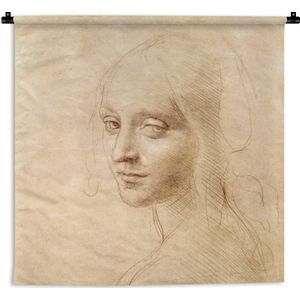 Wandkleed Da Vinci - Schets - Leonardo da Vinci Wandkleed katoen 60x60 cm - Wandtapijt met foto