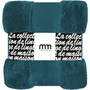 Maison Maison - Deken - Plaid - Super Zacht, Warm en Donzig - Plaid voor op de Bank, Bed of Woonkamer - Decoratie - Teddy Bear - Unikleur Petrol - 240x200cm