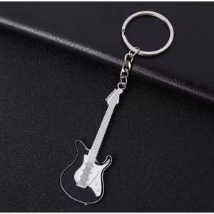 Elektrische gitaar (Zwart) - Sleutelhanger - Muziekinstrumenten hanger - Gift - Cadeau