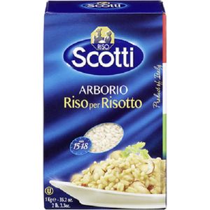 Riso Scotti Arborio Risp per Risotto langkorrelige rijst uit Italië, losse pakken van 10 x 1 kg