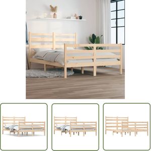 The Living Store Bedframe massief grenenhout 160x200 cm - Houten Bed Frame - Massief Grenenhout Bed - Classic Bed Frame - King Size Bed - Double Bed