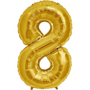 Goud versiering - Folie Ballon Cijfer 8 – Verjaardag – Grote Ballonnen
