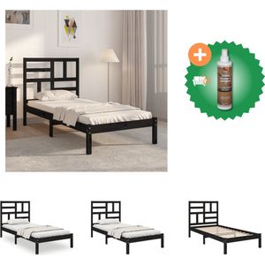 vidaXL Bedframe - Grenenhout - Eenpersoons - 75 x 190 cm - Zwart - Bed - Inclusief Houtreiniger en verfrisser