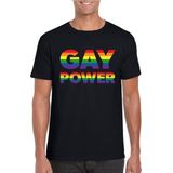 Gay power regenboog t-shirt - zwart  gaypride shirt voor heren - Gay pride S