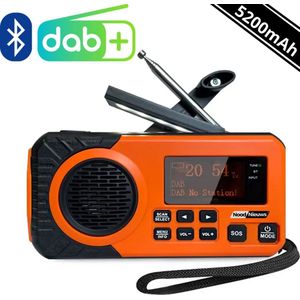 NoodNieuws - Draagbare NoodRadio -DAB+/ FM - Zonnepaneel - Bluetooth - 5200mAh - Powerbank - Zwengel - Radio voor rampen - Kampeer-Radio - Solar - Dynamo