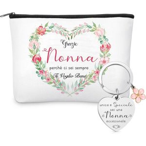 Cadeauset voor Oma met Make-uptas en Sleutelhanger - Perfect voor Verjaardag, Kerstmis of Moederdag
