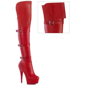 Pleaser - DELIGHT-3018 Plateau overknee Laarzen - US 9 - 39 Shoes - Rood