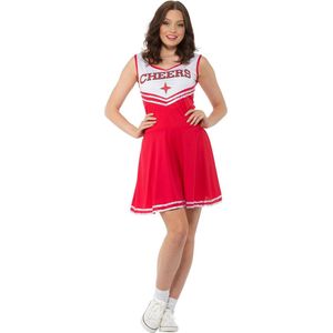 Karnival Costumes Sexy Cheerleader Jurkje Carnavalskleding Dames Carnaval - Polyester - Rood - Maat L - 2-Delig Jurk/Pom Poms