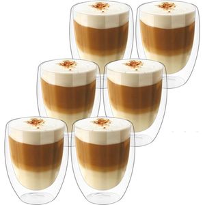 【6 stuks】Latte macchiato glazen, dubbelwandige glazen , cappuccinoglazen,thermoglazen, espressokopjes glas(350 ml)