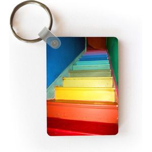 Sleutelhanger - Trap met de kleuren van de regenboog - Uitdeelcadeautjes - Plastic