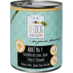 VegDog Adult - Natvoer - 800gr - Veganistisch hondenvoer - Hypoallergeen - Gezond - Duurzaam