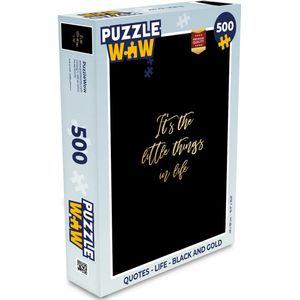 Puzzel Quotes - Life - Black and gold - Legpuzzel - Puzzel 500 stukjes