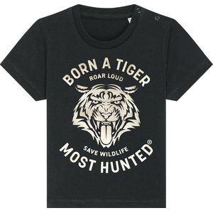 Most Hunted - baby t-shirt - tijger - zwart - goud - maat 12-18 maanden