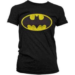 DC Comics Batman Dames Tshirt -XL- Distressed Logo Zwart