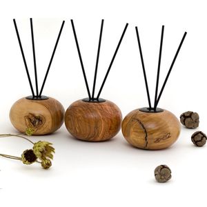 Ellipse Mini 3 sets serie - Olijfhouten geurstokjes houder diffuser kamergeurverspreider inclusief geurstokjes