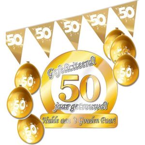 50 jaar getrouwd XS - Jubileum pakket feestversiering  - feestartikelen gouden bruiloft -3 delig.