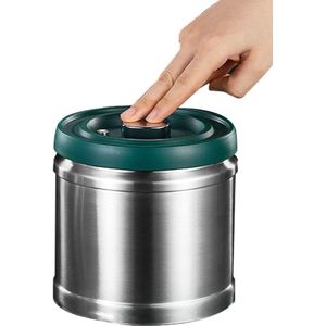 Verzegelde koffiebus met vacuümpomp - Roestvrijstaal - 1,6 l - Voor koffie en noten
