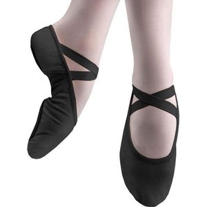 Dancer Dancewear® Balletschoenen Splitzool | ZWART | “StretchPro” | Stretch canvas | Balletschoen voor dames | Maat 36