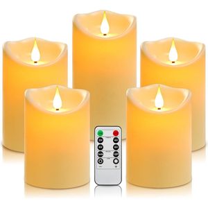 LED Kaarsen Set - 5 Stuks Batterij Kaarsen - 10cm, 13.5cm, 16.5cm - Realistische LED Kaarsen - Veilige Verlichting voor Binnen en Buiten - Sfeervolle Decoratie - Geïntegreerde Timer Functie